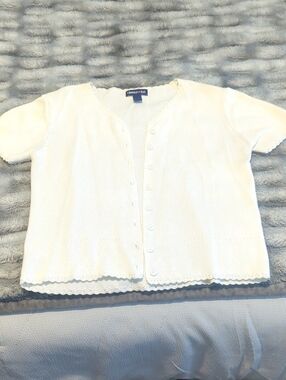 Limited Too White Short-Sleeve Button Front Knit Top